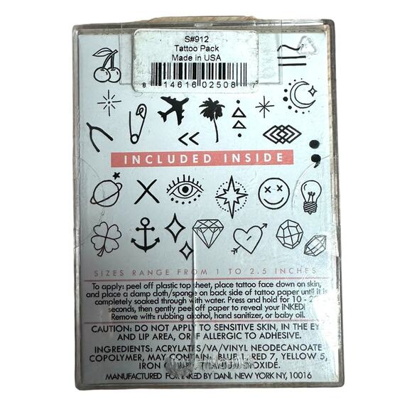 Lot of 2 INKED2 Temporary Tattoos Little & Tiny Tats Packs - Over 15 Design Each - Picture 3 of 5
